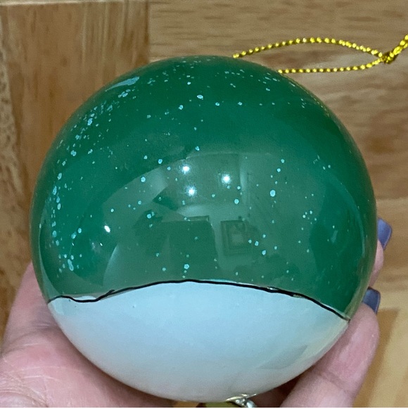 Retired Li Bien Green Snowman Carrying Christmas Tree Glass Ornament - Picture 7 of 7